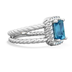 London Topaz Rope Split Band 14K White Gold ring R2628