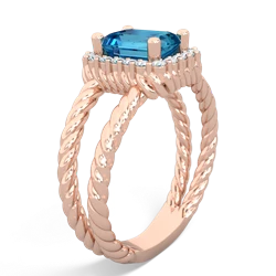 London Topaz Rope Split Band 14K Rose Gold ring R2628