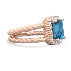 London Topaz Rope Split Band 14K Rose Gold ring R2628