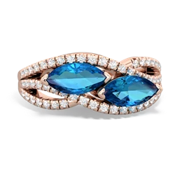 London Topaz Diamond Rivers 14K Rose Gold ring R3070