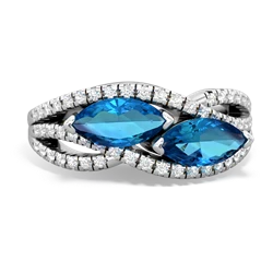 London Topaz Diamond Rivers 14K White Gold ring R3070