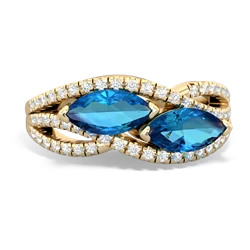 London Topaz Diamond Rivers 14K Yellow Gold ring R3070