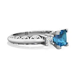 London Topaz Art Deco Diamond Engagement 6Mm Princess 14K White Gold ring R2001