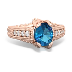 London Topaz Antique Style 14K Rose Gold ring R2028