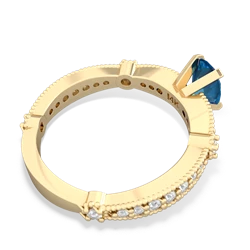 London Topaz Milgrain Antique Style 14K Yellow Gold ring R26297VL