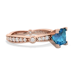 London Topaz Sparkling Tiara 6Mm Princess 14K Rose Gold ring R26296SQ