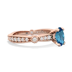 London Topaz Sparkling Tiara 7X5mm Oval 14K Rose Gold ring R26297VL