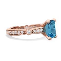 London Topaz Sparkling Tiara 8X6 Emerald-Cut 14K Rose Gold ring R26298EM