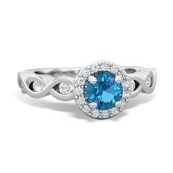 London Topaz Infinity Halo Engagement 14K White Gold ring R26315RH