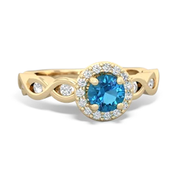 London Topaz Infinity Halo Engagement 14K Yellow Gold ring R26315RH