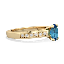 London Topaz Art Deco Engagement 7X5mm Oval 14K Yellow Gold ring R26357VL