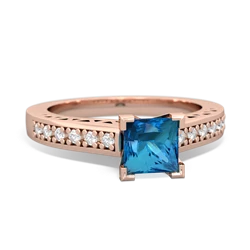 London Topaz Art Deco Engagement 5Mm Square 14K Rose Gold ring R26355SQ