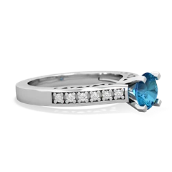 London Topaz Art Deco Engagement 6Mm Round 14K White Gold ring R26356RD