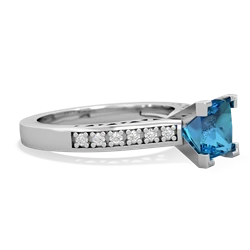 London Topaz Art Deco Engagement 6Mm Princess 14K White Gold ring R26356SQ