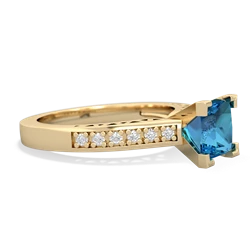 London Topaz Art Deco Engagement 6Mm Princess 14K Yellow Gold ring R26356SQ