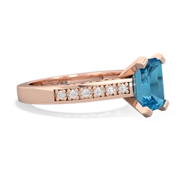 London Topaz Art Deco Engagement 8X6mm Emerald-Cut 14K Rose Gold ring R26358EM