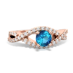 London Topaz Diamond Twist 5Mm Round Engagment  14K Rose Gold ring R26405RD