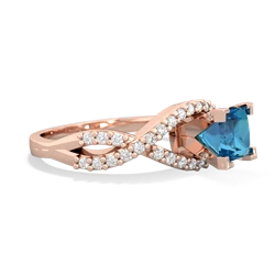 London Topaz Diamond Twist 5Mm Square Engagment  14K Rose Gold ring R26405SQ