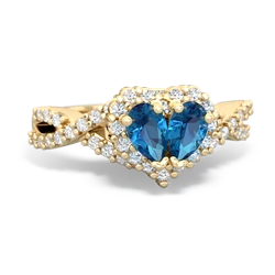 London Topaz Diamond Twist 'One Heart' 14K Yellow Gold ring R2640HRT