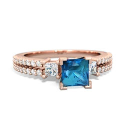 London Topaz Classic 5Mm Square Engagement 14K Rose Gold ring R26435SQ