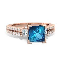 London Topaz Classic 6Mm Princess Engagement 14K Rose Gold ring R26436SQ