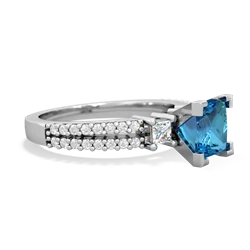 London Topaz Classic 6Mm Princess Engagement 14K White Gold ring R26436SQ