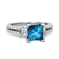 London Topaz Classic 6Mm Princess Engagement 14K White Gold ring R26436SQ