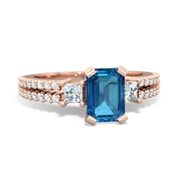 London Topaz Classic 7X5mm Emerald-Cut Engagement 14K Rose Gold ring R26437EM