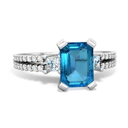 London Topaz Classic 8X6mm Emerald-Cut Engagement 14K White Gold ring R26438EM