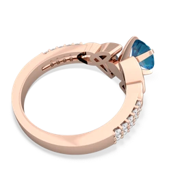 London Topaz Celtic Knot 6Mm Round Engagement 14K Rose Gold ring R26446RD
