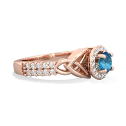 London Topaz Celtic Knot Halo 14K Rose Gold ring R26445RH