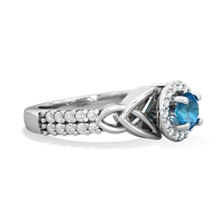 London Topaz Celtic Knot Halo 14K White Gold ring R26445RH