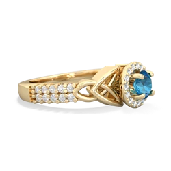 London Topaz Celtic Knot Halo 14K Yellow Gold ring R26445RH