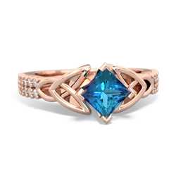 London Topaz Celtic Knot 5Mm Square Engagement 14K Rose Gold ring R26445SQ