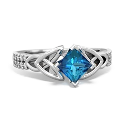 London Topaz Celtic Knot 5Mm Square Engagement 14K White Gold ring R26445SQ