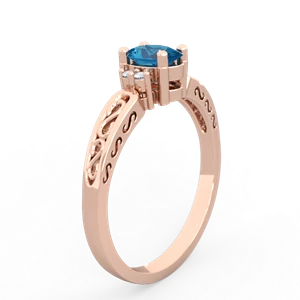 London Topaz Filligree Scroll Oval 14K Rose Gold ring R0812