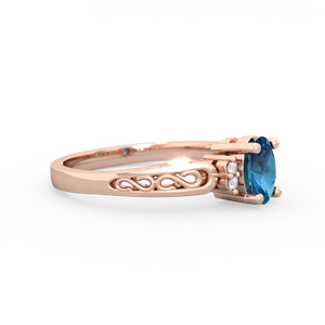 London Topaz Filligree Scroll Oval 14K Rose Gold ring R0812