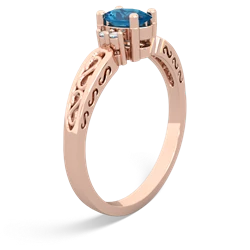 London Topaz Filligree Scroll Oval 14K Rose Gold ring R0812