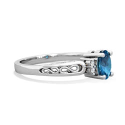 London Topaz Filligree Scroll Oval 14K White Gold ring R0812