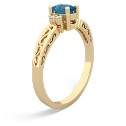 London Topaz Filligree Scroll Oval 14K Yellow Gold ring R0812