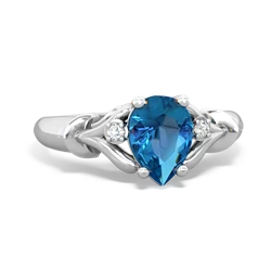 London Topaz Precious Pear 14K White Gold ring R0826