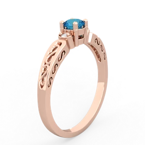 London Topaz Filligree Scroll Round 14K Rose Gold ring R0829