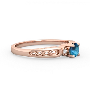 London Topaz Filligree Scroll Round 14K Rose Gold ring R0829