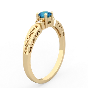 London Topaz Filligree Scroll Round 14K Yellow Gold ring R0829