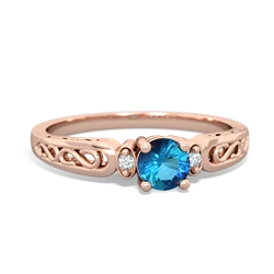 London Topaz Filligree Scroll Round 14K Rose Gold ring R0829