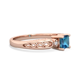 London Topaz Filligree Scroll Square 14K Rose Gold ring R2430