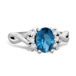 London Topaz Victorian Twist 14K White Gold ring R2497