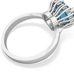 London Topaz Sparkling Halo Heart 14K White Gold ring R0391