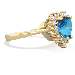 London Topaz Sparkling Halo Heart 14K Yellow Gold ring R0391