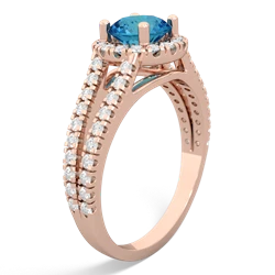 London Topaz Pave Halo 14K Rose Gold ring R5490